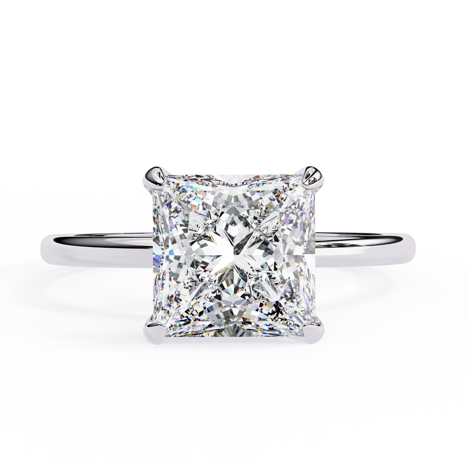 Princess-Cut Diamond Solitaire Engagement Ring with Classic Prong Setting